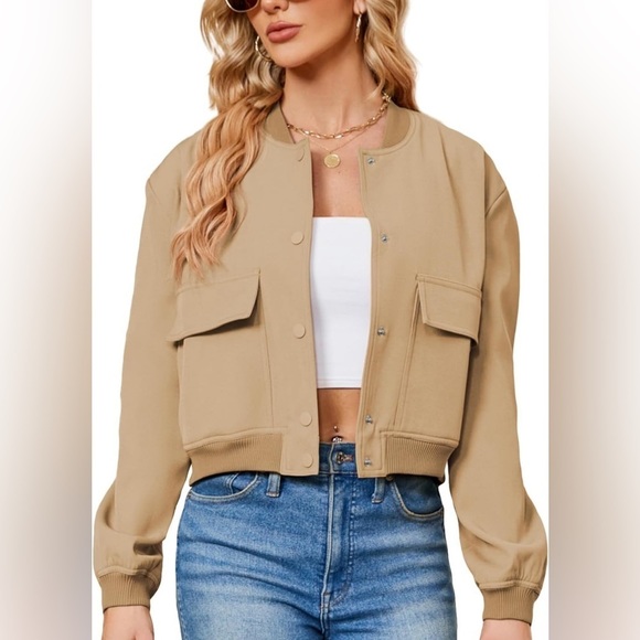Jackets & Blazers - Short Cropped Casual Bomber Jacket